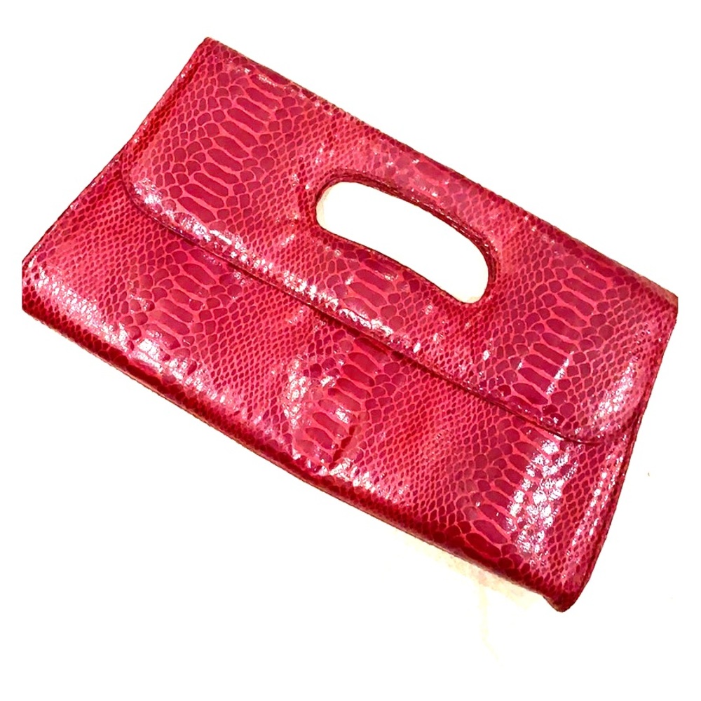 Red snake print clutch!